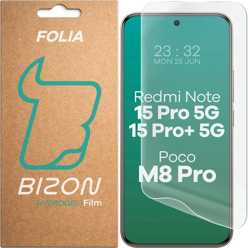 Folia hydrożelowa na ekran Bizon Film Hydrogel Front do Xiaomi Redmi Note 15 Pro 5G / 15 Pro+ Plus 5G / POCO M8 Pro 5G
