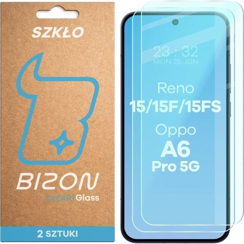 Szkło hartowane Bizon Glass Clear Duo do Oppo Reno 15 / 15 F / 15 FS / A6 Pro 5G [2 PACK]