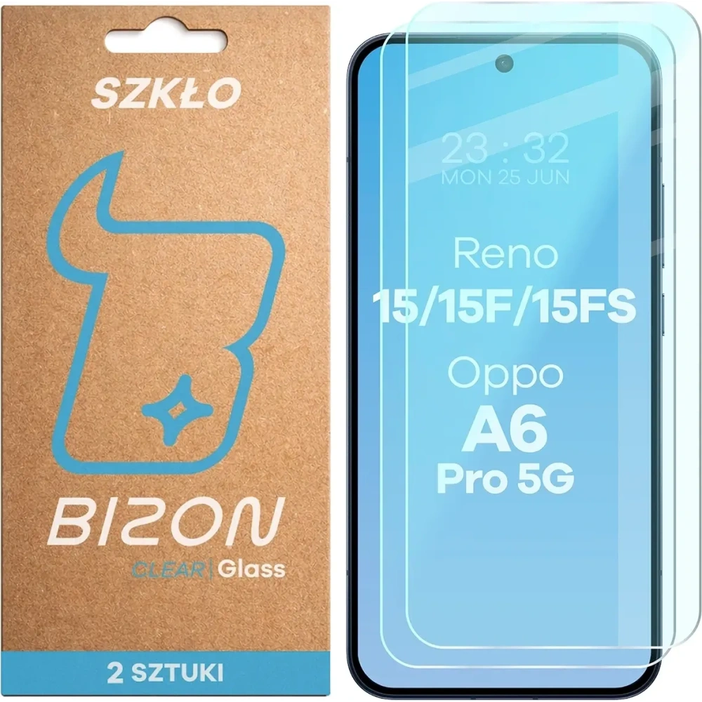 Szkło hartowane Bizon Glass Clear Duo do Oppo Reno 15 / 15 F / 15 FS / A6 Pro 5G [2 PACK]