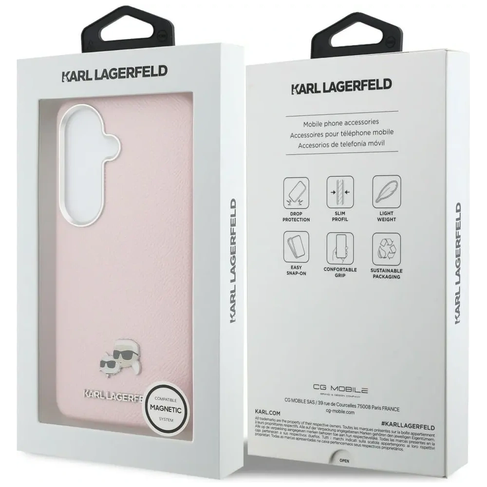 Etui Karl Lagerfeld Saffiano KC Metal Logo MagSafe do Samsung Galaxy S26 różowy