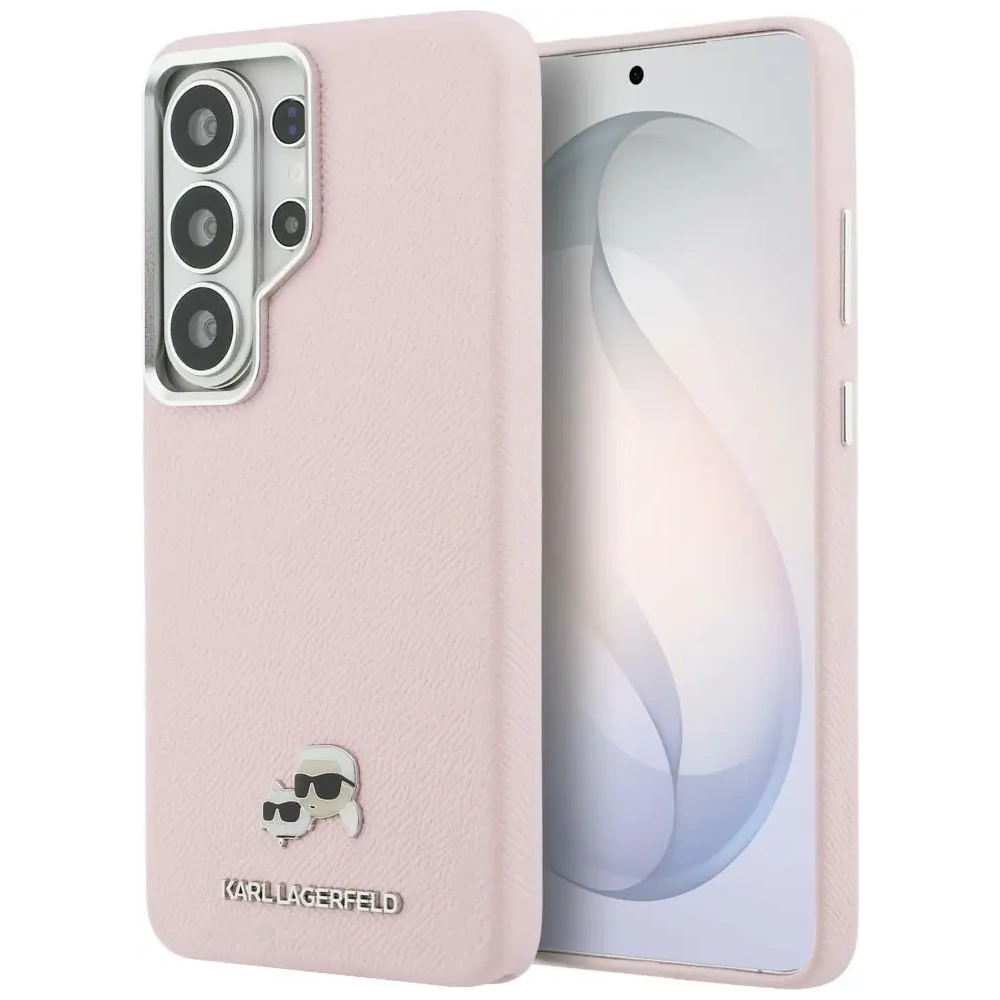 Etui Karl Lagerfeld Saffiano KC Metal Logo MagSafe do Samsung Galaxy S26 Ultra różowy