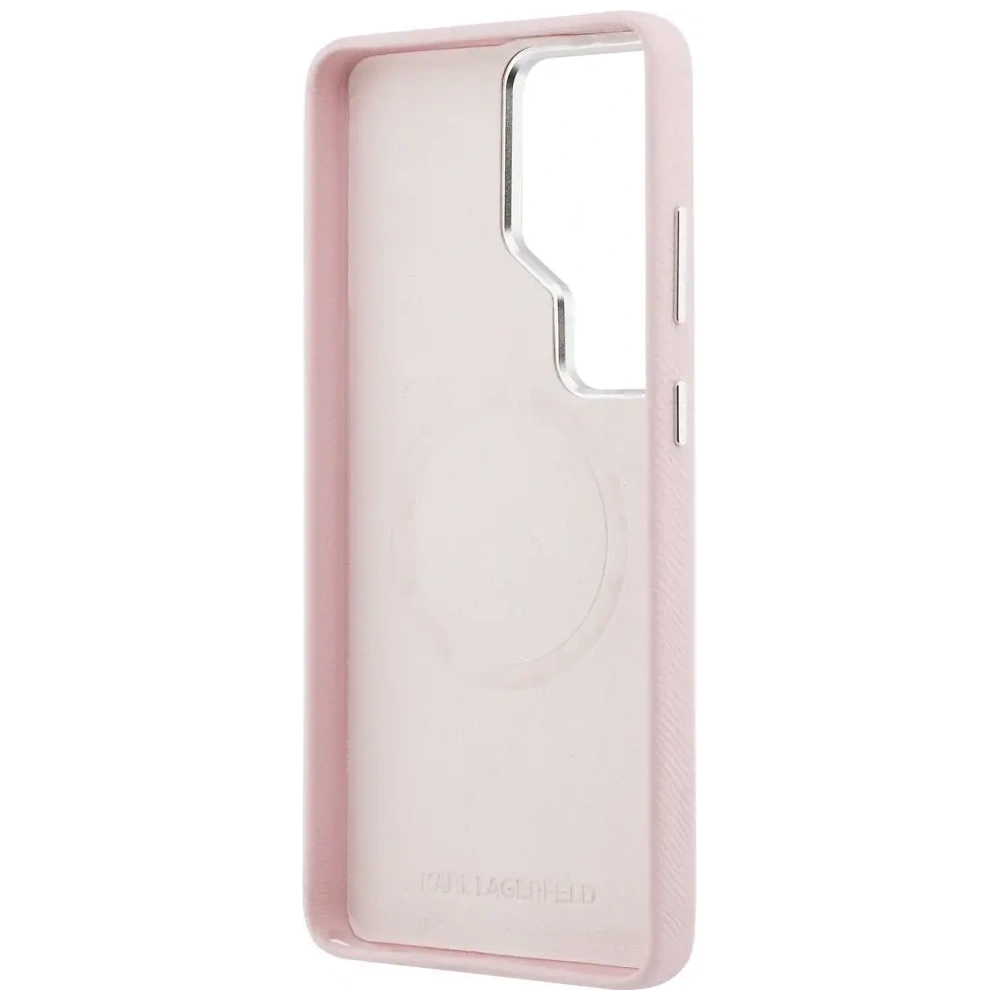 Etui Karl Lagerfeld Saffiano KC Metal Logo MagSafe do Samsung Galaxy S26 Ultra różowy