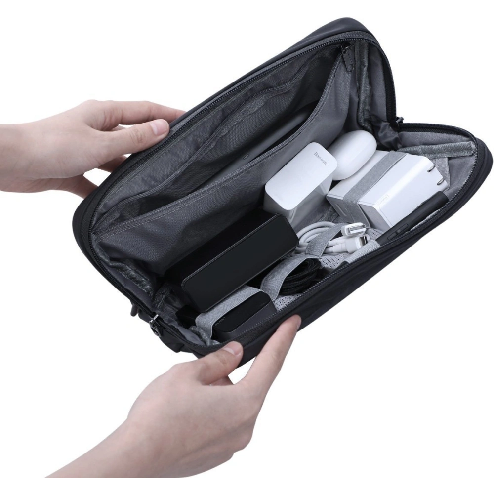 Etui Baseus Basics S na akcesoria, wstrząsoodporne, wodoodporne 220x140x60mm (grafitowe)