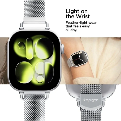Pasek Spigen WBM4 Band do Apple Watch 8 / 9 / 10 / 11 / SE 40/41/42mm Silver