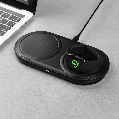 Kup Baseus Apple 2-in-1 drahtloses induktives Ladegerät Planet, Smartphone + Uhr, 24W (schwarz) - BSU1725BLK - {ean13} - Sklep Home Screen