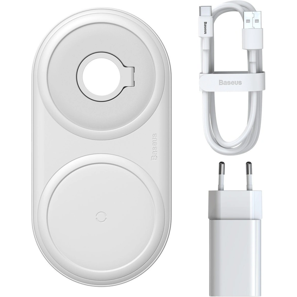 Bezprzewodowa ładowarka indukcyjna Baseus Planet, 2w1 24W, QC (biała)