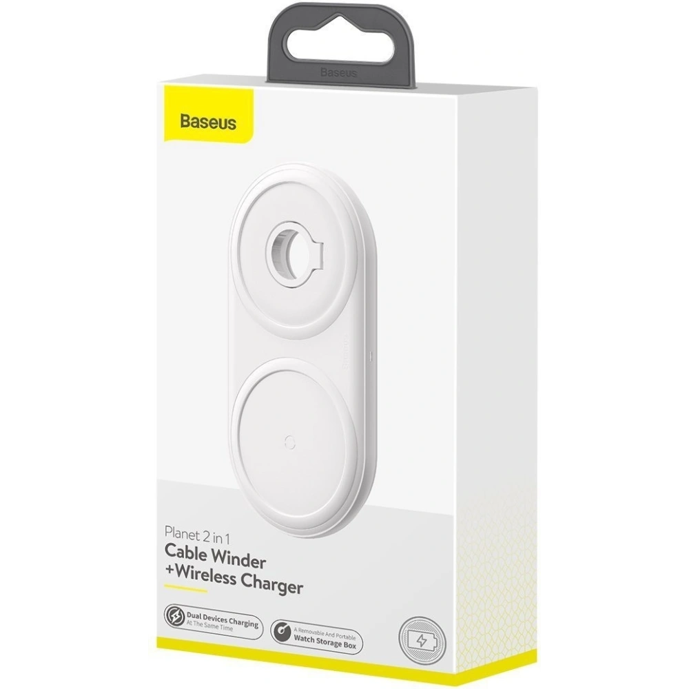 Bezprzewodowa ładowarka indukcyjna Baseus Planet, 2w1 24W, QC (biała)