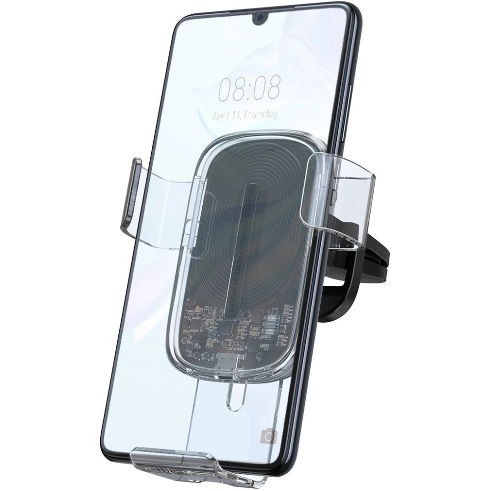 Uchwyt samochodowy grawitacyjny do telefonu Baseus Explore z ładowaniem bezprzewodowym 15W (przezroczysty)