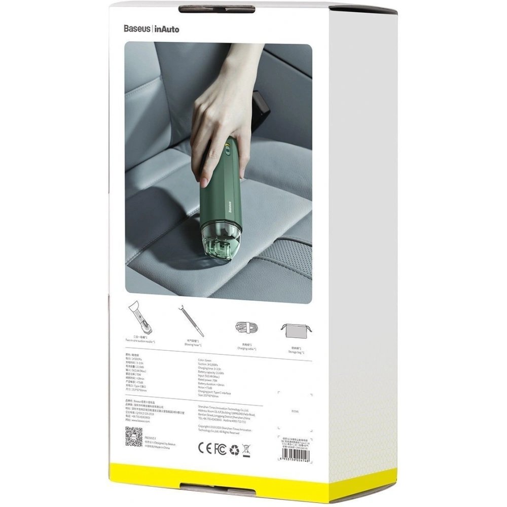 Bezprzewodowy odkurzacz samochodowy Baseus A2 5000Pa (zielony)