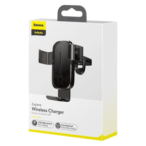 Buy Baseus Explore Gravity Car Mount with Wireless Charger 15W (black) - BSU1734BLK - {ean13} - Home Screen Store Europe