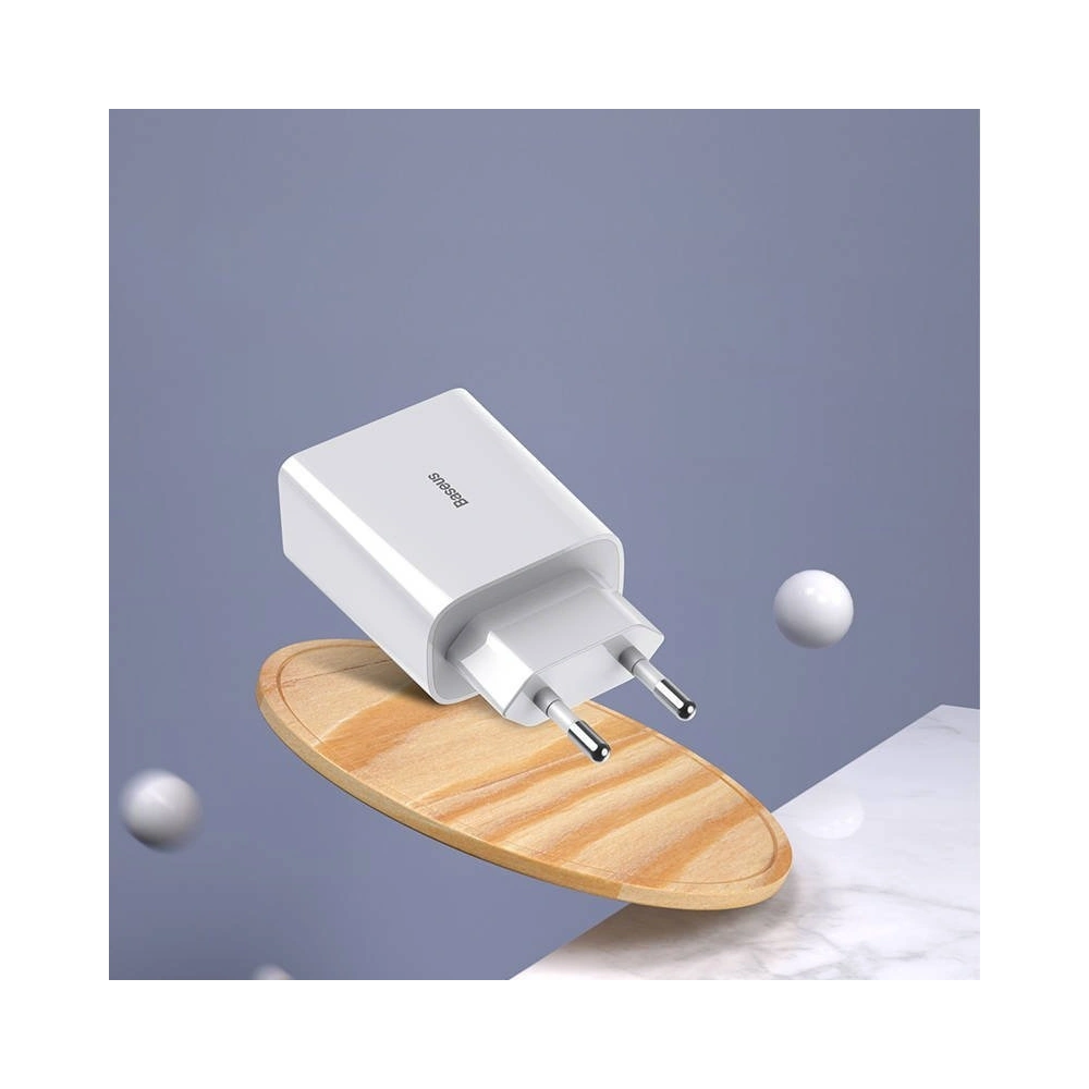 Zestaw szybkiej ładowarki sieciowej Baseus Speed Mini, PD + QC 3.0 18W (biała) 10 szt.