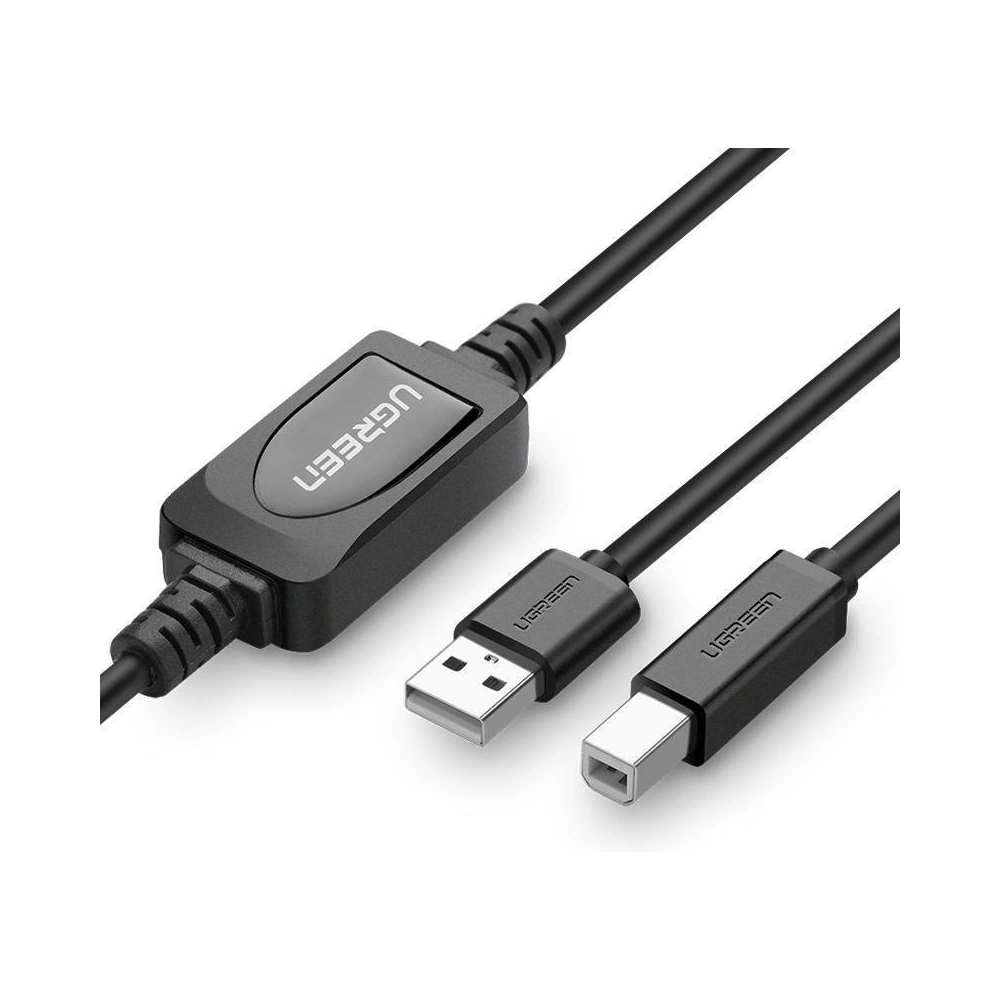 Aktywny kabel USB 2.0 A-B UGREEN US122 do drukarki, 15m (czarny)