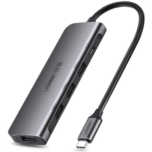 Adapter hub 4w1 UGREEN CM136 USB-C do HDMI 4K, 3x USB 3.0, Typ-C PD + AUX