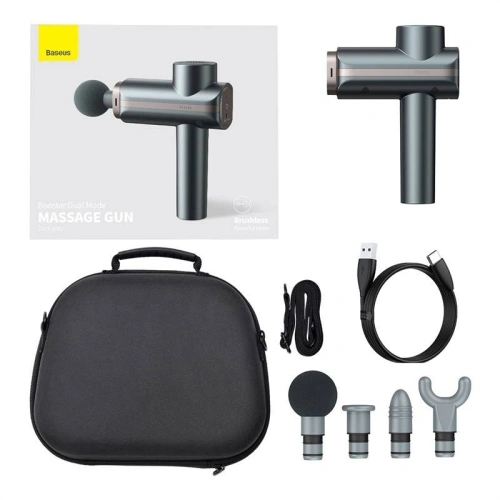 Buy Baseus Booser Dual Mode Gun vibrating massager for muscles (grey) - BSU1745GRY - {ean13} - Home Screen Store Europe