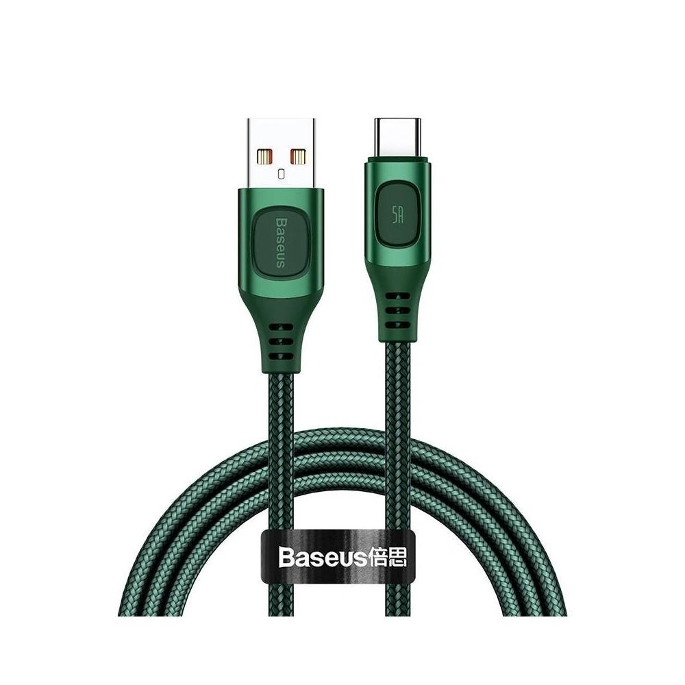 Kabel szybkiego ładowania USB-C Baseus Flash, QC 3.0, Huawei SCP, Samsung AFC, 5A, 1m (zielony)