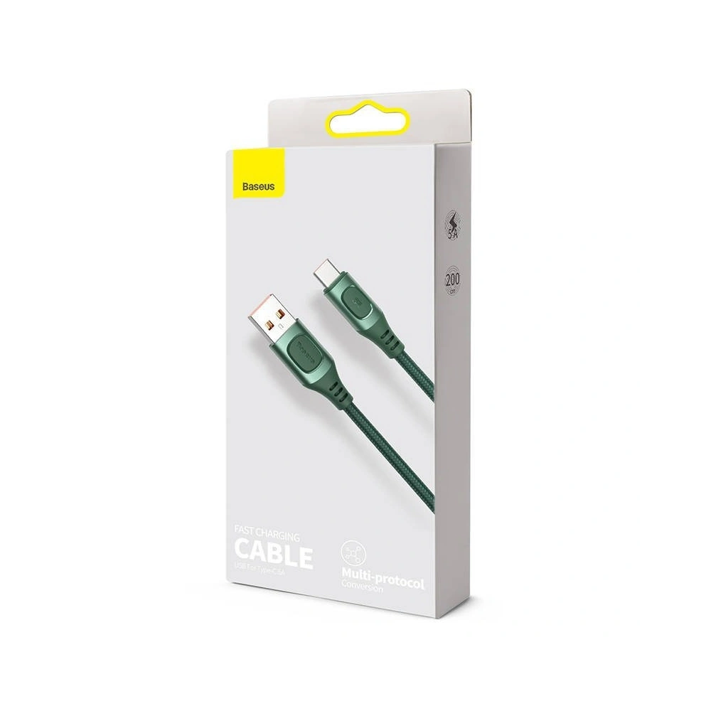 Kabel szybkiego ładowania USB-C Baseus Flash, QC 3.0, Huawei SCP, Samsung AFC, 5A, 2m (zielony)