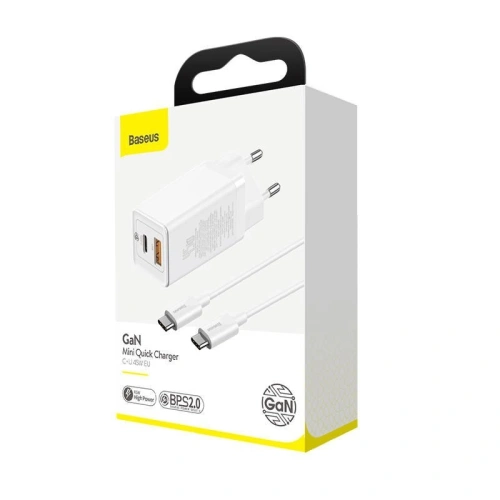 Kup Baseus Ladegerät GaN2 C+U, 45W, EU (weiß) - BSU1755WHT - {ean13} - Sklep Home Screen