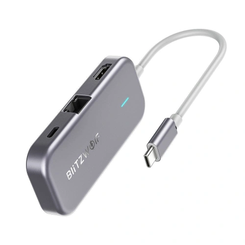 Kup Adapter 6w1 Blitzwolf BW-TH10 Hub USB-C cu 3xUSB 3.0, HDMI, RJ45, AUX, USB-C PD 3.0 100W - BLZ295 - {ean13} - Sklep Home Screen