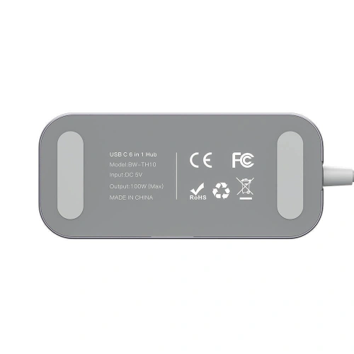 Kup Adapter 6w1 Blitzwolf BW-TH10 Hub USB-C cu 3xUSB 3.0, HDMI, RJ45, AUX, USB-C PD 3.0 100W - BLZ295 - {ean13} - Sklep Home Screen