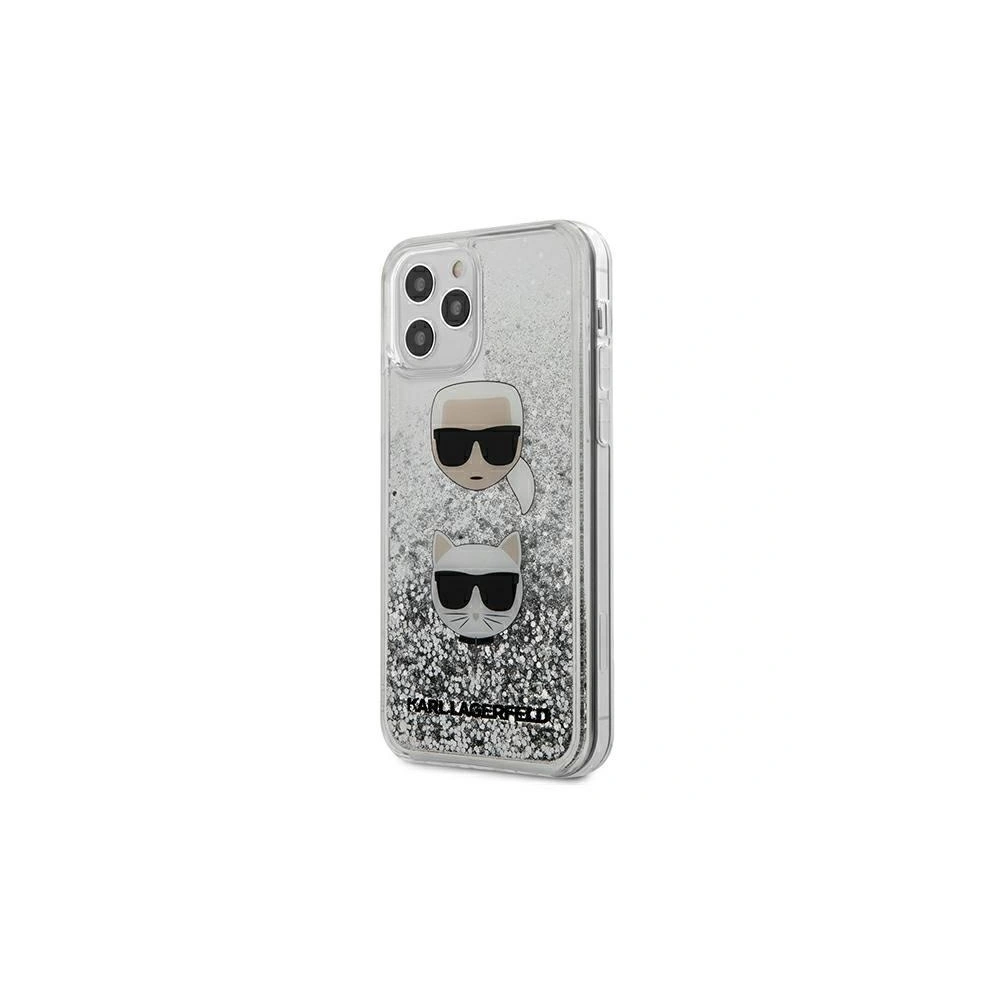 Etui Karl Lagerfeld KLHCP12LKCGLSL Apple iPhone 12 Pro Max srebrny/silver hardcase Liquid Glitter Karl&Choupette