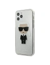 Etui Karl Lagerfeld KLHCP12LPCUTRIKSL Apple iPhone 12 Pro Max ezüst/silver keménytok Glitter Ikonik Karl