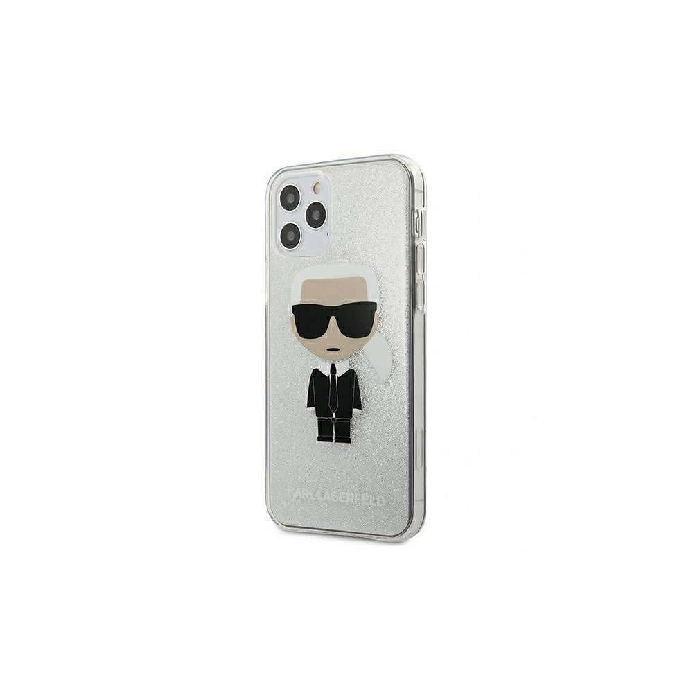Etui Karl Lagerfeld KLHCP12LPCUTRIKSL Apple iPhone 12 Pro Max srebrny/silver hardcase Glitter Ikonik Karl