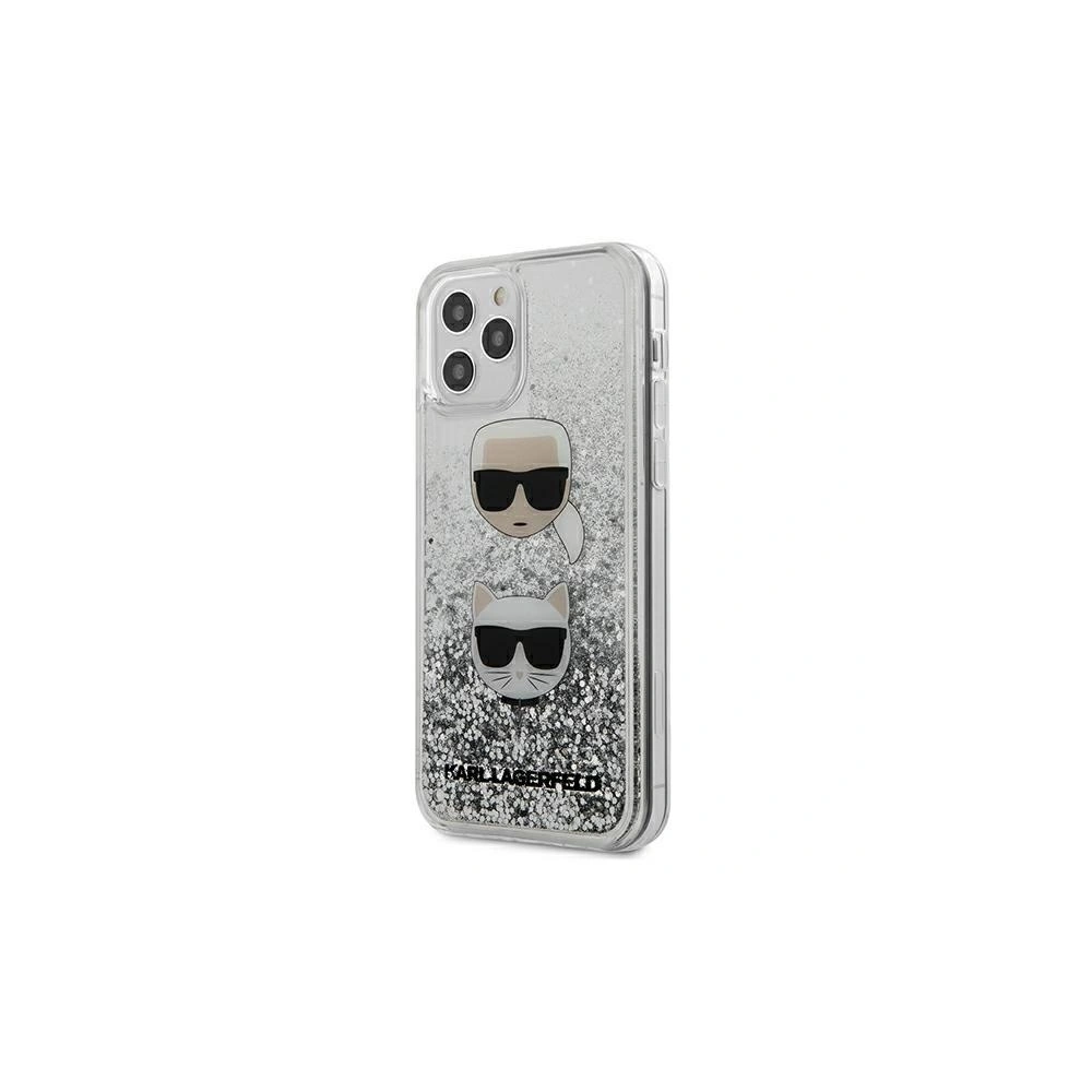 Etui Karl Lagerfeld KLHCP12MKCGLSL Apple iPhone 12/12 Pro srebrny/silver hardcase Liquid Glitter Karl&Choupette