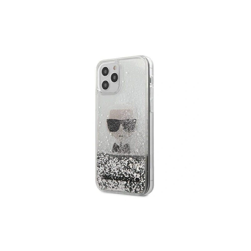Etui Karl Lagerfeld KLHCP12SGLIKSL Apple iPhone 12 mini srebrny/silver hardcase Ikonik Liquid Glitter