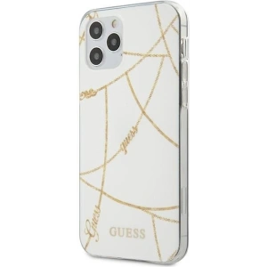 Etui Guess GUHCP12LPCUCHWH Apple iPhone 12 Pro Max bílý/white hardcase Gold Chain Collection