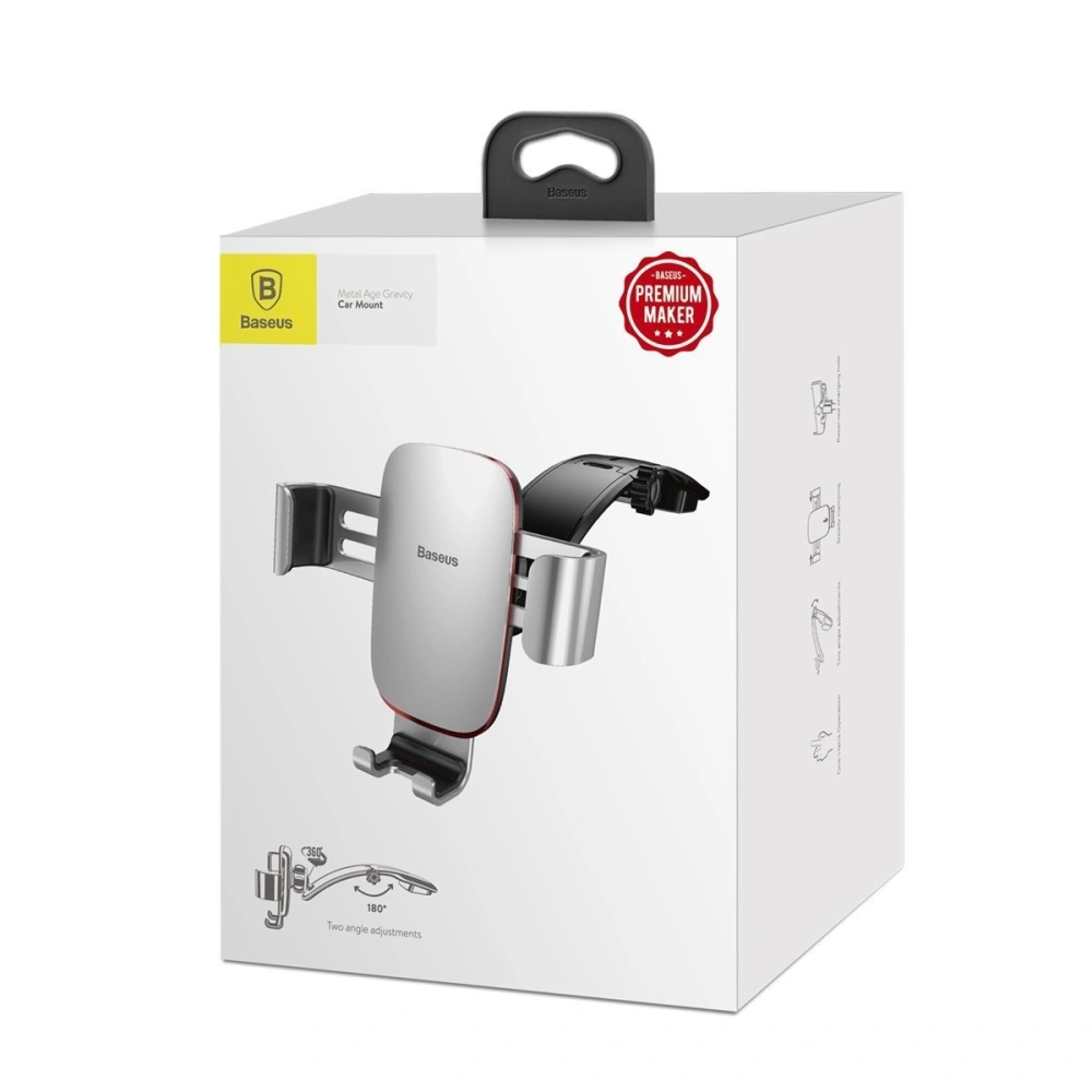 Samochodowy uchwyt grawitacyjny Baseus Metal Age na kokpit (srebrny)