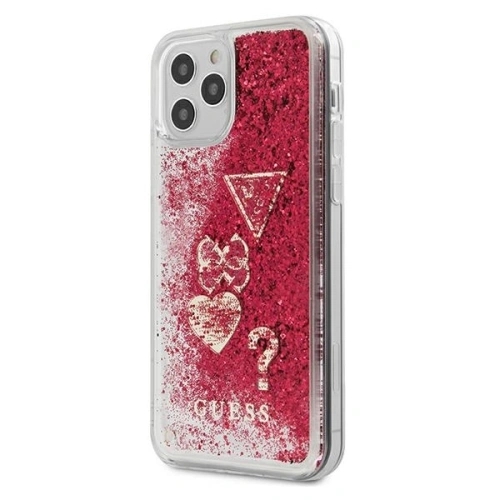 Kup Etui Guess GUHCP12MGLHFLRA Apple iPhone 12/12 Pro málny/raspberry kemény ház Glitter Charms - GUE613RAS - {ean13} - Sklep Home Screen