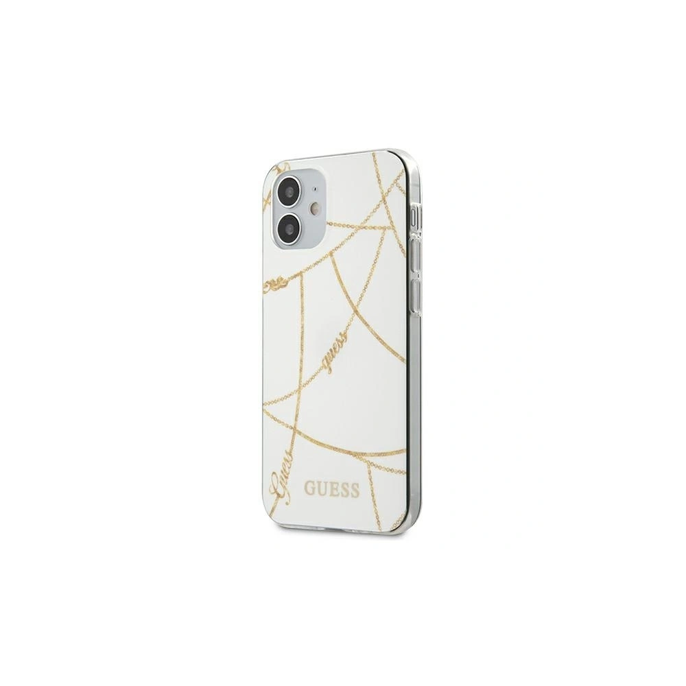 Etui Guess GUHCP12SPCUCHWH Apple iPhone 12 mini biały/white hardcase Gold Chain Collection