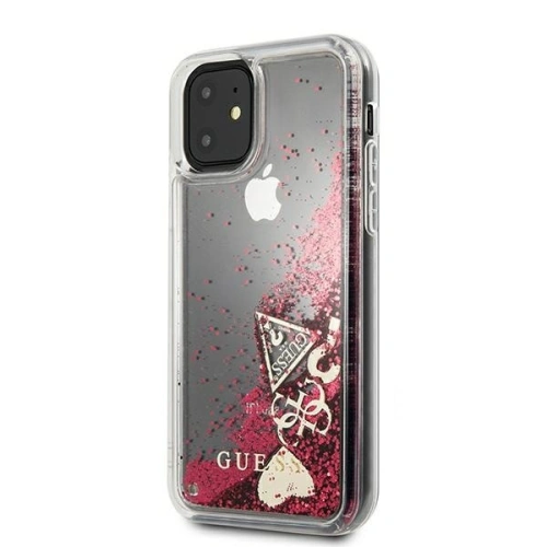 Buy Guess GUOHCN61GLHFLRA Apple iPhone 11 raspberry hardcase Glitter Charms - GUE658RAS - {ean13} - Home Screen Store Europe