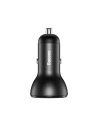 Baseus Autoladegerät Digital Display + USB-C Kabel, 2x USB, QC3.0, 45W, 3A (schwarz)