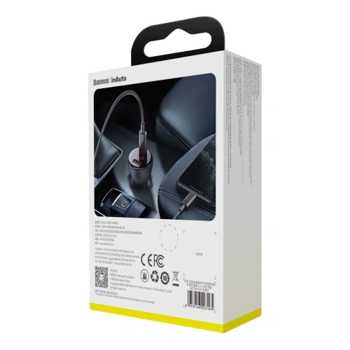 Kup Încărcător auto Baseus Display Digital + cablu USB-C, 2x USB, QC3.0, 45W, 3A (negru) - BSU1787BLK - {ean13} - Sklep Home Screen