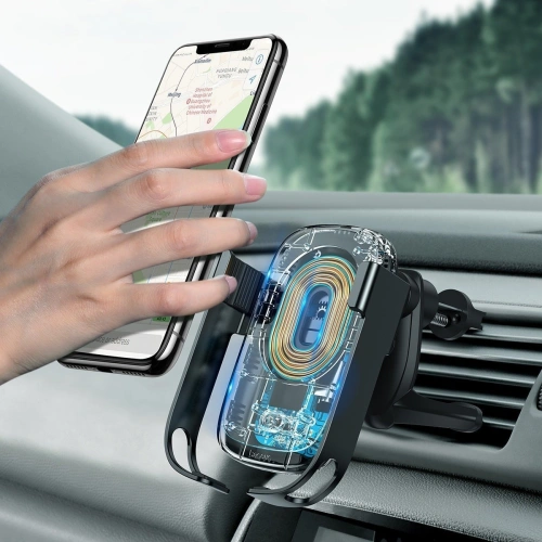 Buy Car holder for Baseus Rock-solid phone with 10W wireless charger (black) - BSU1797BLK - {ean13} - Home Screen Store Europe
