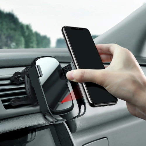 Buy Car holder for Baseus Rock-solid phone with 10W wireless charger (black) - BSU1797BLK - {ean13} - Home Screen Store Europe