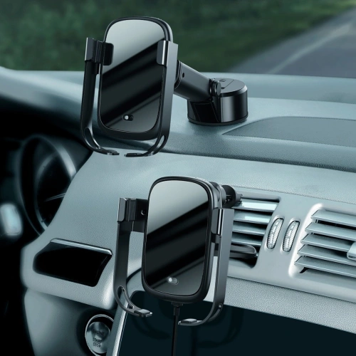 Buy Car holder for Baseus Rock-solid phone with 10W wireless charger (black) - BSU1797BLK - {ean13} - Home Screen Store Europe