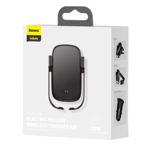 Kup Uchwyt auto pentru telefon Baseus Rock-solid cu încărcător wireless 10W (negru) - BSU1797BLK - {ean13} - Sklep Home Screen