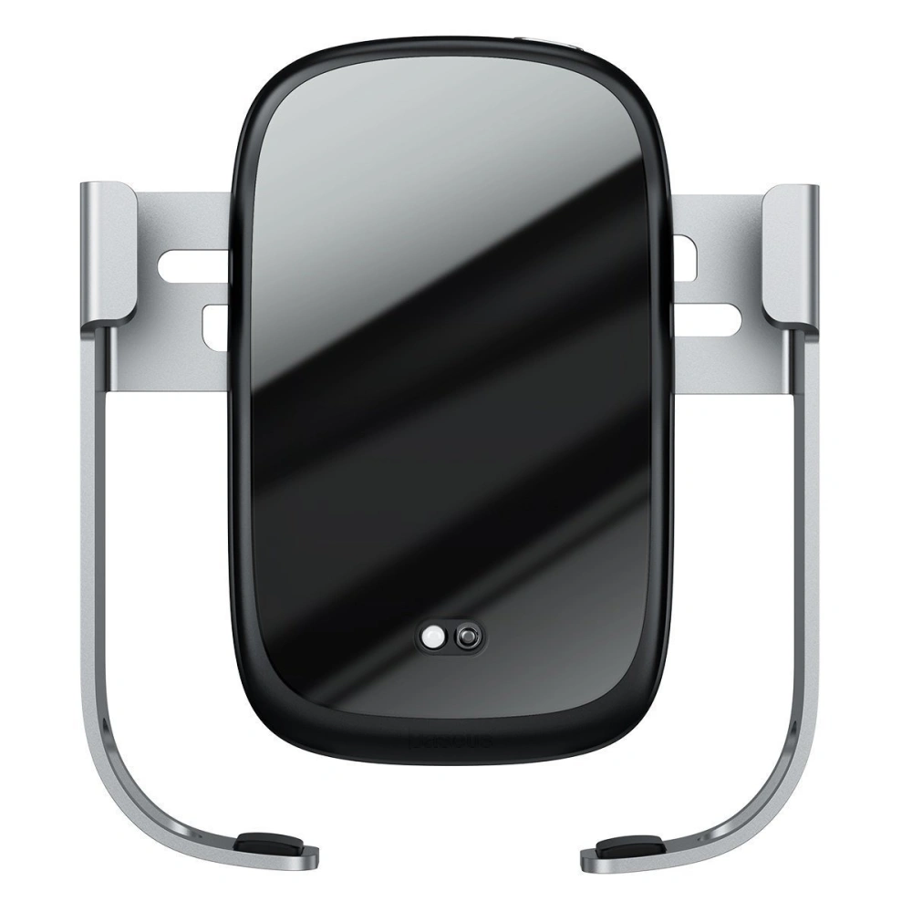 Uchwyt samochodowy do telefonu Baseus Rock-solid ładowarką bezprzewodową 10W (srebrny)