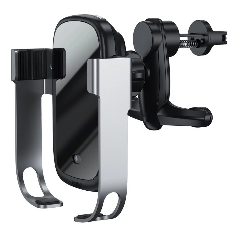 Uchwyt samochodowy do telefonu Baseus Rock-solid ładowarką bezprzewodową 10W (srebrny)