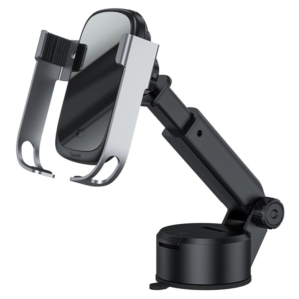 Uchwyt samochodowy do telefonu Baseus Rock-solid ładowarką bezprzewodową 10W (srebrny)