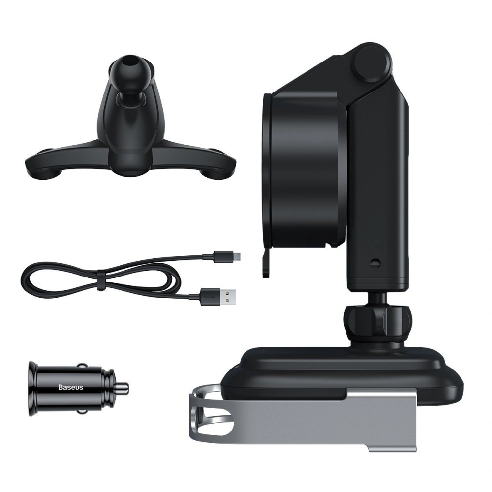 Uchwyt samochodowy do telefonu Baseus Rock-solid ładowarką bezprzewodową 10W (srebrny)