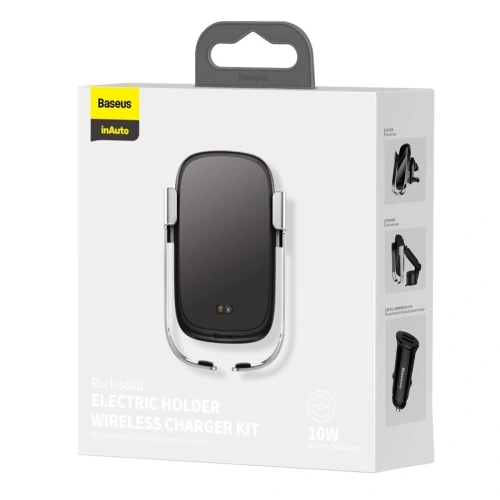 Buy Car holder for Baseus Rock-solid phone with 10W wireless charger (silver) - BSU1798SLV - {ean13} - Home Screen Store Europe