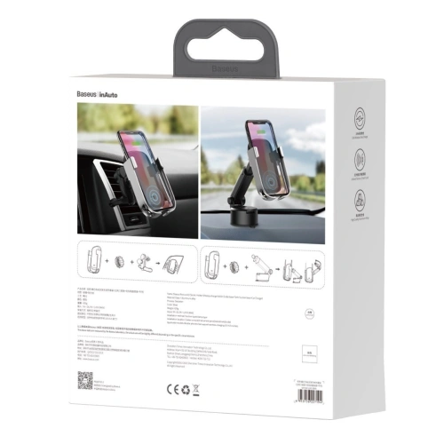 Buy Car holder for Baseus Rock-solid phone with 10W wireless charger (silver) - BSU1798SLV - {ean13} - Home Screen Store Europe