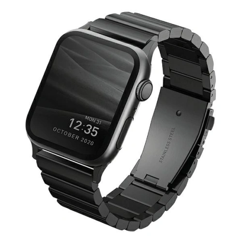Kup Pasek UNIQ Strova Apple Watch 4/5/6/7/SE/8/9/Ultra 44/45/49mm Nerezová ocel černá/midnight black - UNIQ285BLK - {ean13} - Sklep Home Screen