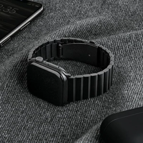 Kup Pasek UNIQ Strova Apple Watch 4/5/6/7/SE/8/9/Ultra 44/45/49mm Oțel inoxidabil negru/midnight black - UNIQ285BLK - {ean13} - Sklep Home Screen