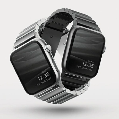 Kup Pasek UNIQ Strova Apple Watch 4/5/6/7/SE/8/9/Ultra 44/45/49mm Nerezová ocel černá/midnight black - UNIQ285BLK - {ean13} - Sklep Home Screen