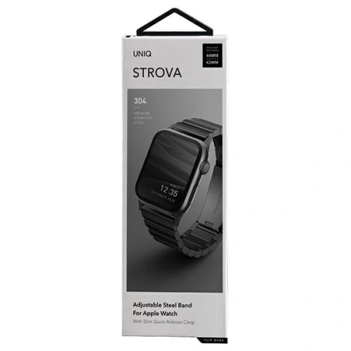 Kup Pasek UNIQ Strova Apple Watch 4/5/6/7/SE/8/9/Ultra 44/45/49mm Nerezová ocel černá/midnight black - UNIQ285BLK - {ean13} - Sklep Home Screen