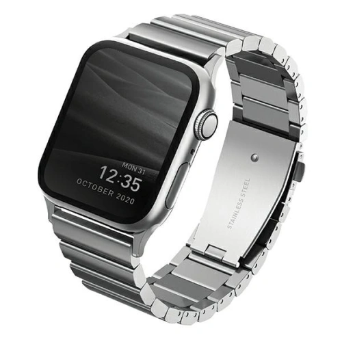 Kup UNIQ Strova Apple Watch 4/5/6/7/SE/8/9/Ultra 44/45/49mm Rozsdamentes Acél ezüst/sterling silver - UNIQ286SLV - {ean13} - Sklep Home Screen